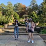 Students enjoying a wellness walk in the Duke Gardens